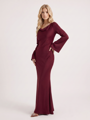Elodie Satin Maxi Dress Red view 3