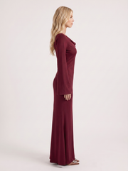 Elodie Satin Maxi Dress Red view 4