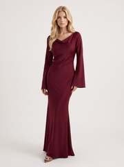 Elodie Satin Maxi Dress Red view 1