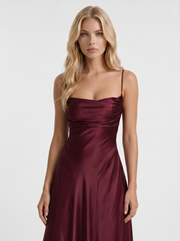 Eloise Cowl Neck Satin Maxi Dress Cherry Lacquer view 2