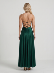 Eloise Cowl Neck Satin Maxi Dress Emerald view 5