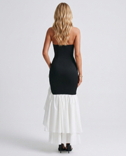 Eloise Ruffle Maxi Dress Black and White view 5