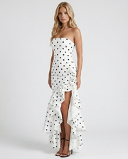 Eloise Ruffle Maxi Dress Black Polka Dot view 3