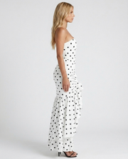 Eloise Ruffle Maxi Dress Black Polka Dot view 4