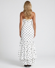 Eloise Ruffle Maxi Dress Black Polka Dot view 5