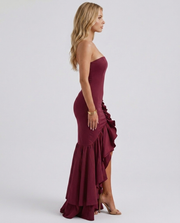 Eloise Ruffle Maxi Dress Burgundy view 4