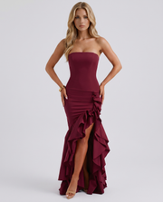Eloise Ruffle Maxi Dress Burgundy view 1