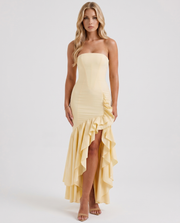 Eloise Ruffle Maxi Dress Lemon view 1