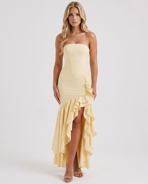 Eloise Ruffle Maxi Dress Lemon