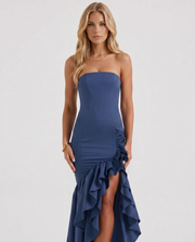 Eloise Ruffle Maxi Dress Navy view 2