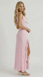Emily Ruffle Maxi Dress Pink view 3