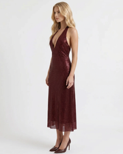 Emily Sequin Midi Dress Burgundy view 3