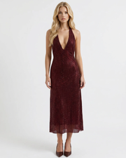 Emily Sequin Midi Dress Burgundy view 1