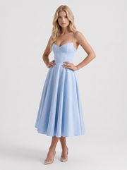 Estelle Sweetheart Corset Midi Dress Blue view 3