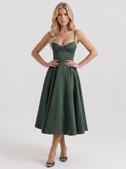 Estelle Sweetheart Corset Midi Dress Forest Green view 3