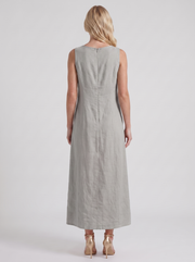 Fern Linen Midi Dress Grey view 5