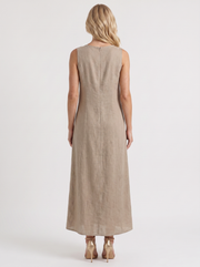 Fern Linen Midi Dress Khaki view 5