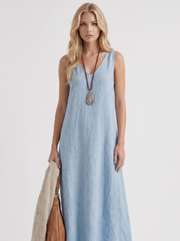 Fern Linen Midi Dress Light Blue view 2