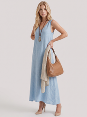 Fern Linen Midi Dress Light Blue view 3