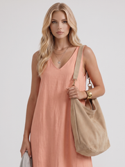 Fern Linen Midi Dress Pink view 2
