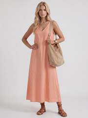 Fern Linen Midi Dress Pink view 3