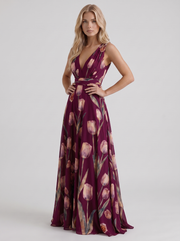 Fleur Floral Maxi Dress Burgundy view 3