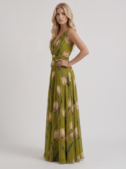 Fleur Floral Maxi Dress Green view 3