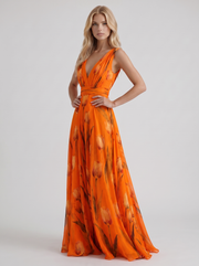 Fleur Floral Maxi Dress Orange view 3