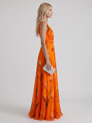 Fleur Floral Maxi Dress Orange view 4
