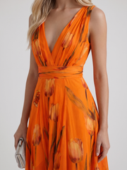 Fleur Floral Maxi Dress Orange view 6