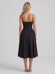 Francesca Sweetheart Ruched Midi Dress Black view 5