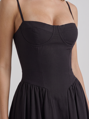 Francesca Sweetheart Ruched Midi Dress Black view 6