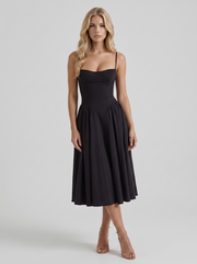 Francesca Sweetheart Ruched Midi Dress Black view 1