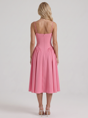 Francesca Sweetheart Ruched Midi Dress Hot Pink view 5