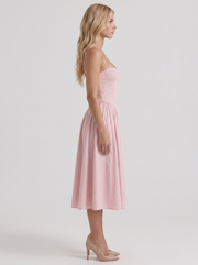 Francesca Sweetheart Ruched Midi Dress Light Pink view 4