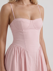 Francesca Sweetheart Ruched Midi Dress Light Pink view 6