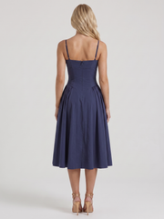 Francesca Sweetheart Ruched Midi Dress Navy view 5