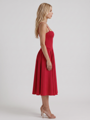 Francesca Sweetheart Ruched Midi Dress Red view 4