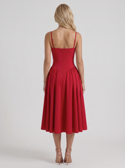 Francesca Sweetheart Ruched Midi Dress Red view 5