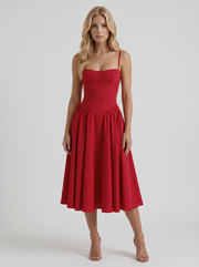 Francesca Sweetheart Ruched Midi Dress Red view 1