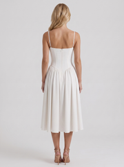 Francesca Sweetheart Ruched Midi Dress White view 5