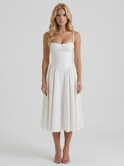 Francesca Sweetheart Ruched Midi Dress White view 1