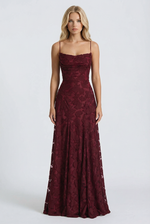 Francis Butterfly Maxi Dress Burgundy