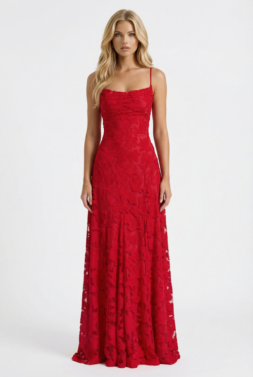 Francis Butterfly Maxi Dress Red