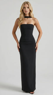 Francisca Bandage Mesh Sash Maxi Dress Black view 2