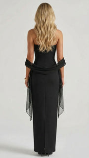 Francisca Bandage Mesh Sash Maxi Dress Black view 4
