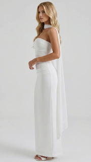 Francisca Bandage Mesh Sash Maxi Dress White view 2