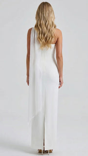 Francisca Bandage Mesh Sash Maxi Dress White view 4