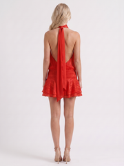 Freya Ruffle Mini Dress Red view 5