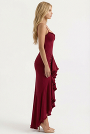 Gabbi Ruffle Maxi Dress Burgundy view 4